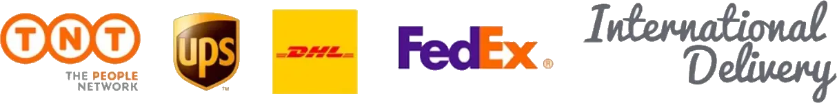 Shipping carriers: TNT, UPS, DHL, FedEx — worldwide international delivery